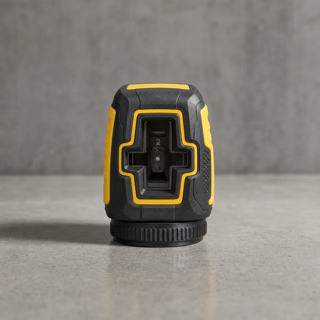 Datum G2 green-beam self-leveling laser level, compact black-and-yellow housing, straight-on view
